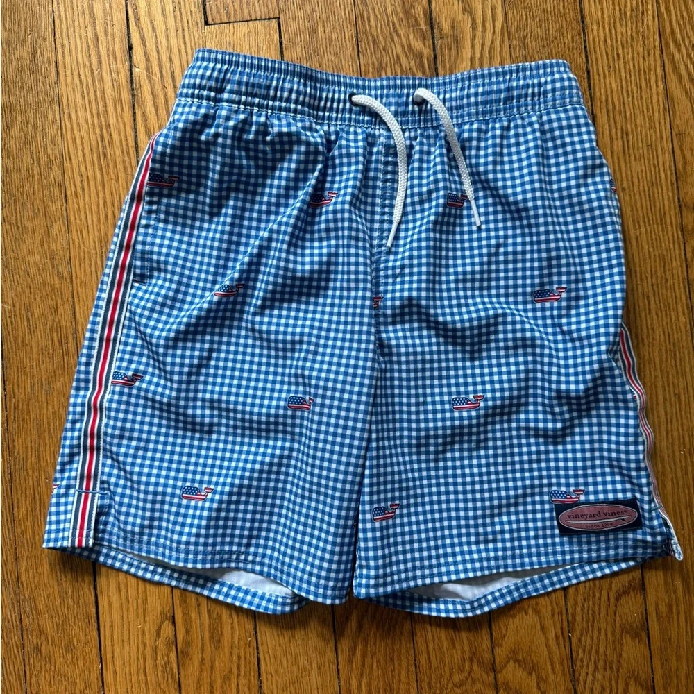Vineyard Vines Blue Checkered Swim Trunks - Size Small (8-10) - NWOT